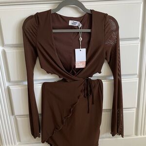 Atoir Chocolate Long Sleeve Wrap Dress